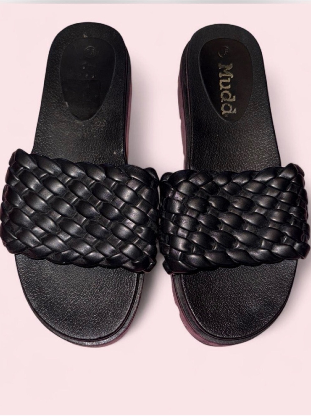 Mudd Black Braided Slide Sandals